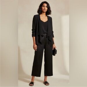 Eileen Fisher Black Silk Open Front Blazer